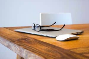 glasses examine laptop